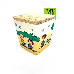 Peanuts Snoopy & Charlie Brown Kitchen Storage Jar – Bamboo Lid | Vintage Cartoo